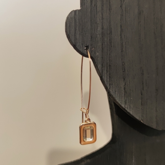 Robert Lee Morris SOHO Clear Stone Rectangle Dangle Earrings - Picture 1 of 7